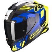 Resim Scorpion Exo R1 Evo Air Carbon Supra Spor Motosiklet Kaskı Siyah / Sarı / Mavi 
