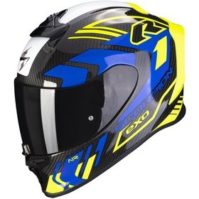 Resim Scorpion Exo R1 Evo Air Carbon Supra Spor Motosiklet Kaskı Siyah / Sarı / Mavi 