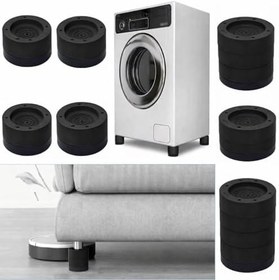 Resim TİNEKE Beyaz Eşya Ayağı Çamaşır Makinesi Mobilya Titreşim Önleyici Kaydırmaz Yükseltici 4 Lü Set SİYAH (6 CM) 
