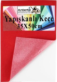 Resim Yapışkanlı Keçe 35x50 Cm 1 Adet 2.0 Mm Kendinden Yapışkanlı Renkli Hobi Keçesi Elişi Keçe Kumaşı Anasınıfı Kreş Etkinlik Kırmızı 
