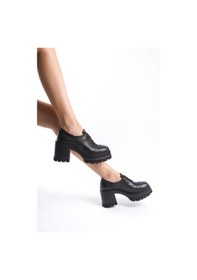 Resim Preshley Kadın Dianai Siyah Cilt Carık Model 8 Cm Topuklu Platformlu Ayakkabı-siyah Siyah 