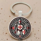 Resim 2D Düz, 1 Adet Minimalist Tapınakçı Anahtarlık Ortaçağ Şövalye Tasarımı - Dayanıklı Akrilik & Cam Kubbe Kolye Ucu, Detaylı Haç ve Kılıç Sanatı - Tarih Meraklıları İçin Mükemmel Hediye, Erkek Moda Aksesuarı, Ortaçağ Süslemeleri, Metalik Halka Bağlantısı 