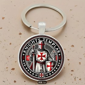 Resim 2D Düz, 1 Adet Minimalist Tapınakçı Anahtarlık Ortaçağ Şövalye Tasarımı - Dayanıklı Akrilik & Cam Kubbe Kolye Ucu, Detaylı Haç ve Kılıç Sanatı - Tarih Meraklıları İçin Mükemmel Hediye, Erkek Moda Aksesuarı, Ortaçağ Süslemeleri, Metalik Halka Bağlantısı 