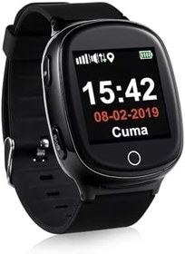 Resim Tsmart S03 Akıllı Yetişkin/Alzheimer GPS Takip Saati Siyah Renk (Siyah) 