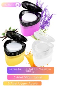 Resim Saban Lavanta Portakal Vanilya Nem Alıcı Set (3 Aparat + 3 Tablet 500 gr) Küf ve Rutubeti Yok Eden Etkili Çözüm 