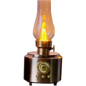 Resim Kahverengi Gaz Lambalı Nostajık Retro Radyo Bluetooth Fm Sd Aux Tasarım 