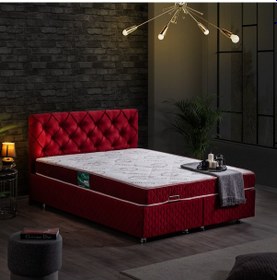 Resim Setaymobilya Baza, Vita Çift Kişilik Bordo Baza + Başlık + Comfort Yatak 