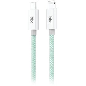 Resim Bix T3CL Type-C to Lightning iPhone 27W Örgülü Hızlı Şarj ve Data Kablosu 1 M Yeşil 