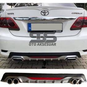 Resim Toyota Corolla 2007-2012 Difüzör Arka Tampon Eki 4 Egzoz Çıkışlı Gri Reflektörlü 