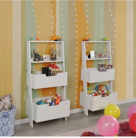 Resim Pasifichome Only Oyuncak Montessori Beyaz Kitaplık Çiftli 