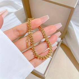 Resim 1 Adet Cool Altın Kaplama Paslanmaz Çelik Buğday Kulak Erkek Ve Kadın Bilekliği, Moda Basit Çift Takı Kutlama Tatil Hediyesi 