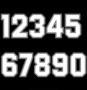 Resim A1111 Beyaz-yükseklik 10 Cm-numara 5-a1111 Rakamlar 0 1 2 3 4 5 6 7 8 9 Yarış Numarası Kask Yarış Vinil ları Aks 