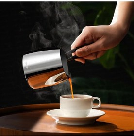 Resim Nehir Modern 4 Parça Standlı Paslanmaz Çelik Cezve Seti 