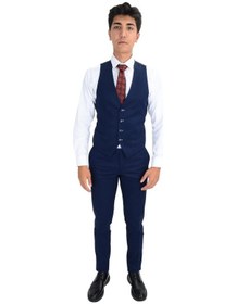 Resim Cengiz İnler Ekose Desen Yelekli Erkek Takım Elbise 001 
