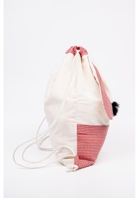 Resim Fabric Craft Bag Çocuk Sırt Çantası Kırmızı Köpek Figürlü Krem - Kırmızı 