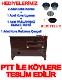 Resim Sobapark Kovalı Kuzine Odun Kömür Sobası - Uyuyan Soba Fırınlı Maşinga Soba Döküm Soba 