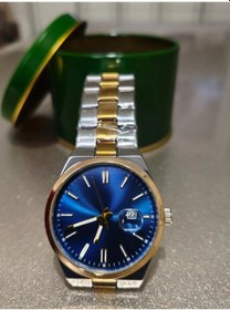 Resim Şık Tasarım Kol Saati Mavi Kadran / Çelik + Gold Kordon Altın - Gümüş 