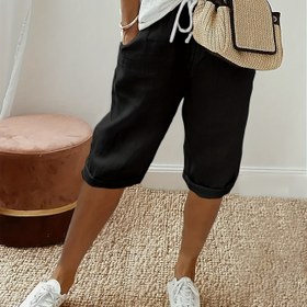 Resim Kadınlar İçin Günlük Kullanıma Uygun Tek Renk Bol Kesim Cepli Orta Boy Pantolon - Makinede Yıkanabilir Esnek Olmayan Kumaş, Her Mevsime Uygun Rahat Giyim, Geniş Kesim, Çok Amaçlı 