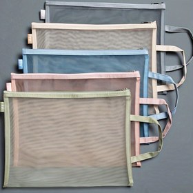 Resim 5'li A4 Boyutlu Naylon Mesh Zipper Dosya Çantaları, Ofis ve Okul Malzemeleri için Büyük Kapasiteli Belgelik Organizer 