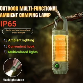 Resim LED Çok Fonksiyonlu Taşınabilir Kamp Lambası, Type-C Şarj, Dahili Pratik saç tokası, Çoklu Modlar, Hafif ve Uzun Ömürlü Açık Hava Retro Kamp Atmosfer Lambası, Topografya ve Ülke Müziği, Arka Bahçe Piknik Steak İmitasyon Izgara Çay Makyaj Kapsama Hamster Koruma Saati, uygun. 