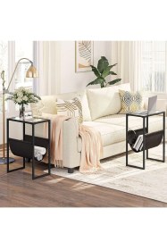 Resim Temperli Cam Gazetelik Dergilik Yan Sehpa Koltuk Sehpası Siyah-şeffaf 