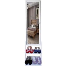 Resim First Mobilya Yıldız Demonte Raf Ayaklı Aynalı Takı Dolabı Hediyelik Çok Amaçlı Takı Dolabı Beyaz 