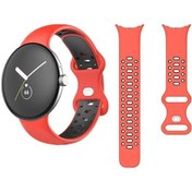 Resim Qyouth Yedek Saat Bandı Silikon Kayış Google Çift Boyut 41mm Renkli Pixel Desenli Mavi Beyaz 