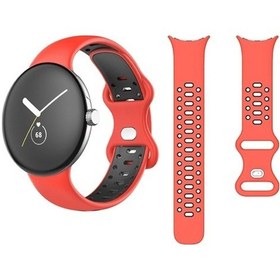 Resim Qyouth Yedek Saat Bandı Silikon Kayış Google Çift Boyut 41mm Renkli Pixel Desenli Mavi Beyaz 