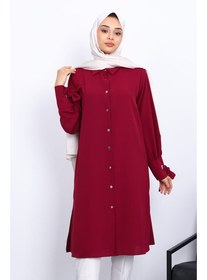 Resim Bordo Kol Bağlamalı Tunik 