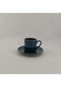 Resim Gönül Collection İçi Ve Dışı Petrol Yeşili Türk Kahvesi Fincan Takımı Petrol Yeşili 