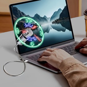 Resim Gerçek Zamanlı USB Saatli Fan, PVC Kanatlar Güvenli ve Zararsız, Enerji Tasarruflu, Taşınabilir Yüksek Kaliteli Gövdeli Yanıp Sönen Fan - Ev Dekorasyonu ve Ofis Hediyesi İçin Uygun 