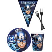 Resim Kaptan Amerika 8 Kişilik Erkek Doğum Günü 4 Parçalı Mini Set Erkek 