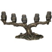 Resim Veronese Collection Bronz Renk 5li Mumluk Baykuş Figürü 42CM 
