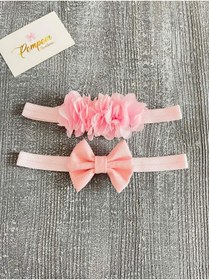 Resim pempem bandana kız bebek frida bandana ve keten fiyonk bandana renk seçenekli 2 li set 