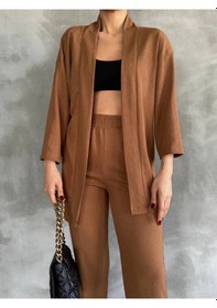 Resim Ezel Glory Bürümcük Kumaş Yakım Kahve 