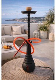 Resim Hdmarketim Cam Hazneli Uzun Nargile Takımı Modern Tasarım 78 Cm 