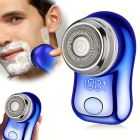 Resim Erkekler için mini elektrikli tıraş makinesi - LED güç göstergesi, kablosuz, USB şarj, uzun pil ömrü, açık hava seyahat jileti, geliştirilmiş bıçak ağ tasarımı, taşınabilir döner tıraş makinesi, araba, ofis, ev kullanımı için uygun, erkekler için en iyi Yılbaşı hediyesi 