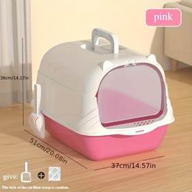Resim Ekstra Büyük Modern Pembe & Beyaz Açık Üst Tasarım (Gerçek Kapaksız) - Çoklu Kedi ve Büyük Irklar İçin Dayanıklı, Taşma Önleyici, Kolay Temizlenebilir, Çevik Yapılı Ekstra Büyük Kedi Tuvaleti - Apartman/Daireler için İdeal, Çoklu Kedi Evleri, Çağdaş Evcil Hayvan Aksesuarı, Devrilmeye Karşı Stabil 