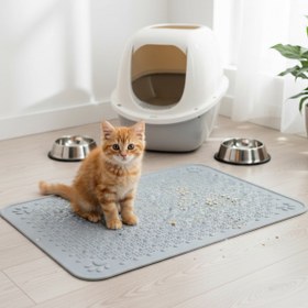 Resim yusa stores Kedi Köpek Mama ve Kum Matı Yıkanabilir Tuvalet Önü Paspası Büyük Boy 52x42 cm 
