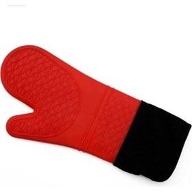Resim Silikon Fırın Eldiveni Kırmızı Siyah 