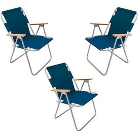 Resim Bofigo 3 Adet Katlanır Sandalye Kamp Sandalyesi Balkon Sandalyesi Katlanabilir Piknik ve Bahçe Sandalyesi Mavi 