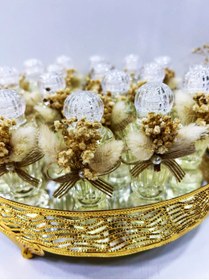 Resim Nikah Şekeri Market Vazo Şişe Plastik Saray Kapaklı 50cc Kolonya Krem Süslü 25 Adet Söz - Kına - Nişan - Nikah Şekeri 