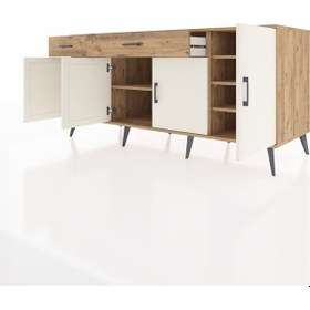 Resim Kronos Konsol 5 Raflı 2 Çekmeceli 4 Kapaklı 176x59x83 Çam-aytaşı/çam Aytaşı/çam 