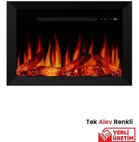 Resim Alaf 80 Elektrikli Şömine - Isıtıcılı, Metal Çerçeveli, Tek Renkl 