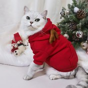 Resim 1 adet Noel Ren Geyliği Köpekler ve Kediler için - El Yıkamalı Polyester Önlük Antler ve Drawstring ile - Cebi olan Sweatshirt Küçük, Orta, Büyük, Mini ve Oyuncak Irkları için - Dokuma Tatil Giysisi 