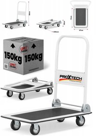 Resim PROXTECH Çok Fonksiyonlu Yüksek Platformlu 150 Kg Kapasiteli Katlanır Depo,Ürün,Paket Taşıma Arabası 