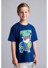 Resim Defacto Super 1 Takım Lisanslı Regular Fıt Elastik Bel 2li Lacivert Pijama Takımı Erkek Çocuk H7975a826hsnv30 Lacivert-nv30 