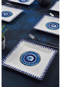 Resim Piatti Naturali 6'lı Nazar Pasta Tabak Seti Tatlı Sunum Seti Servis 20cm 