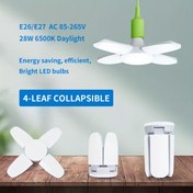 Resim UNITEDLUX 28W LED Sarkıt Lamba, E26/E27, 6500K Gün Işığı, Katlanabilir 4 Yaprak Tasarım, Yarı Gömme Tavan Armatürü, Ayrılabilir Plastik Abajurlu, İç Mekan Kullanımı İçin, Aksesuar Gerektirmez 