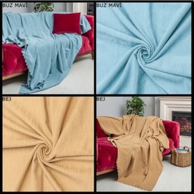 Resim Latuda Şönil Çift Taraflı Kaymaz Çekyat Koltuk Örtüsü Şalı 